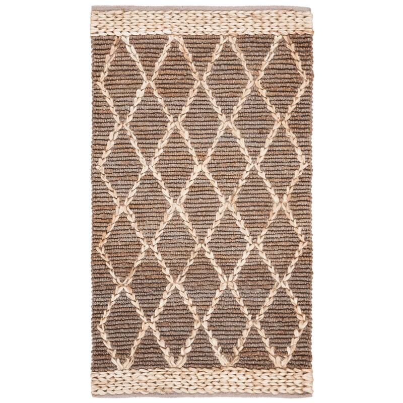 SAFAVIEH Handmade Natural Fiber Foolke Casual Jute Trellis Rug - 3' x 5' - Natural/Grey