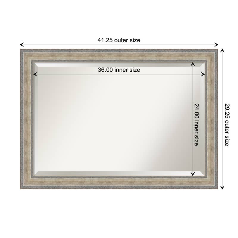 Fleur Silver Beveled Wood Framed Wall Mirror - Fleur Champagne Silver - Glass Size 36x24