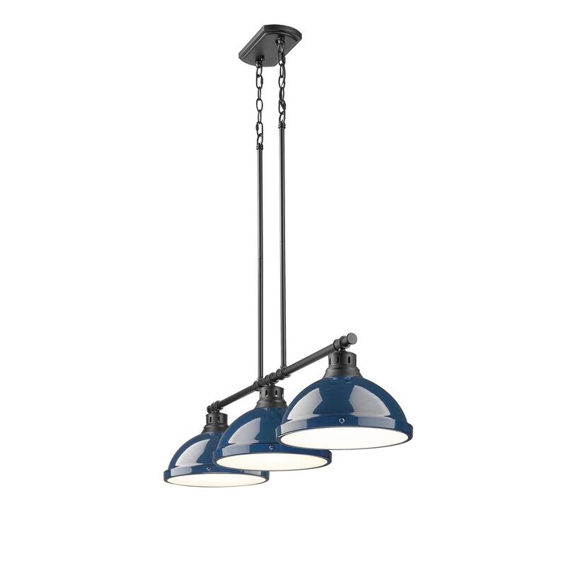 Yep by Golden Lighting Duncan 3-light Island Light in Matte Black and Navy Blue shade