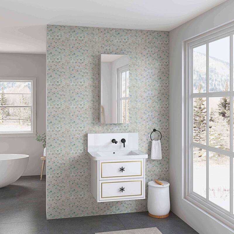 Wall Mounted Bathroom Medicine Cabinet with HD Mirror, Recessed or Surface Mount, Storage for Cosmetics & Personal Care