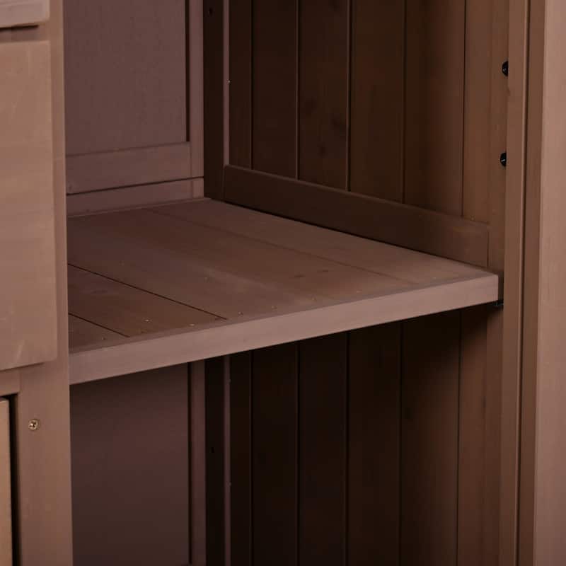 60.2"W Rolling Outdoor Kitchen Island with Wheels and Stainless Steel Top, Wood Grill Cart with Spice Rack&Wine Rack