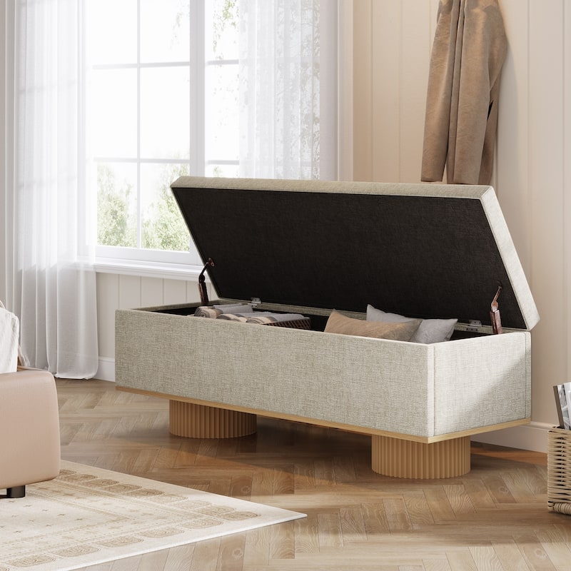 Storage Bench with Padded Seat Cushion Shoe Bench with Flip Up Storage for Entryway