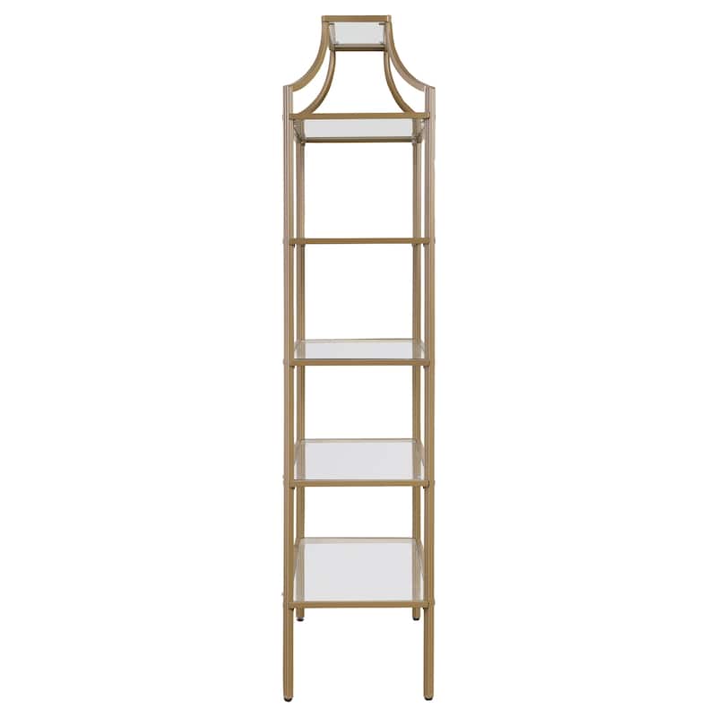Serena 70-inch 5-shelf Glass Bookshelf Gold - 31.50" x 15.25" x 70.00"