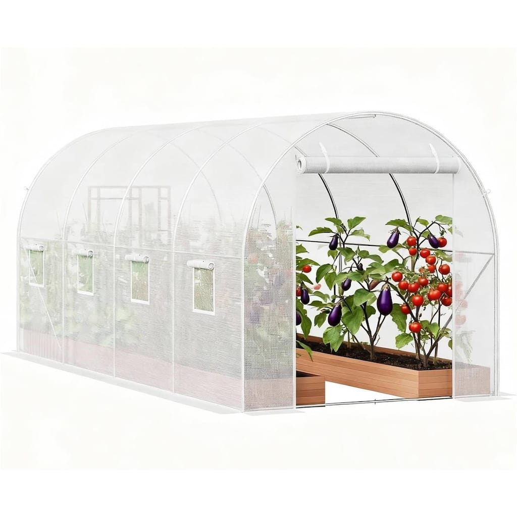 15x6.3x6.4 ft Outdoor Large Walk-in Tunnel Greenhouse with 8 Screen Windows