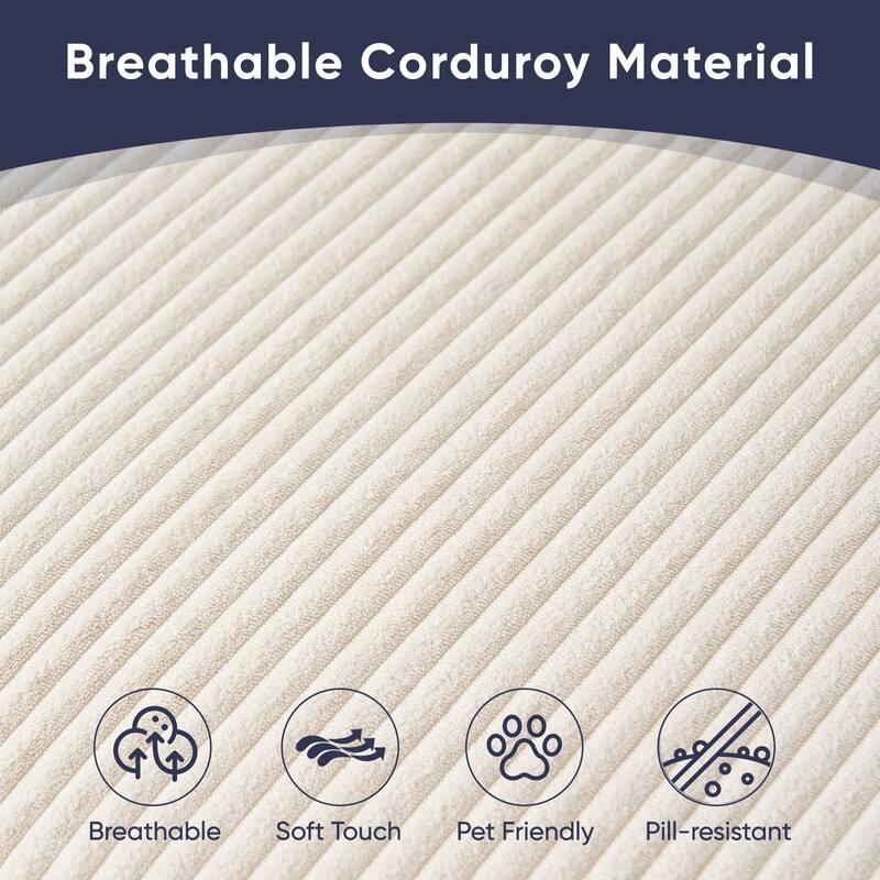 Mixoy 76'' L-Shaped Sofa Set,Corduroy Sectional Sofa,Mid Century 3-Seater Sofa with Storage Ottoman/Loveseat/Single Sofa