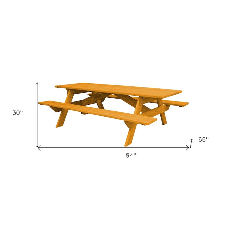 HomeRoots 94" Natural Solid Wood Outdoor Picnic Table