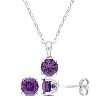 Miadora 3ct TGW Simulated Alexandrite Set With Chain in Sterling Silver