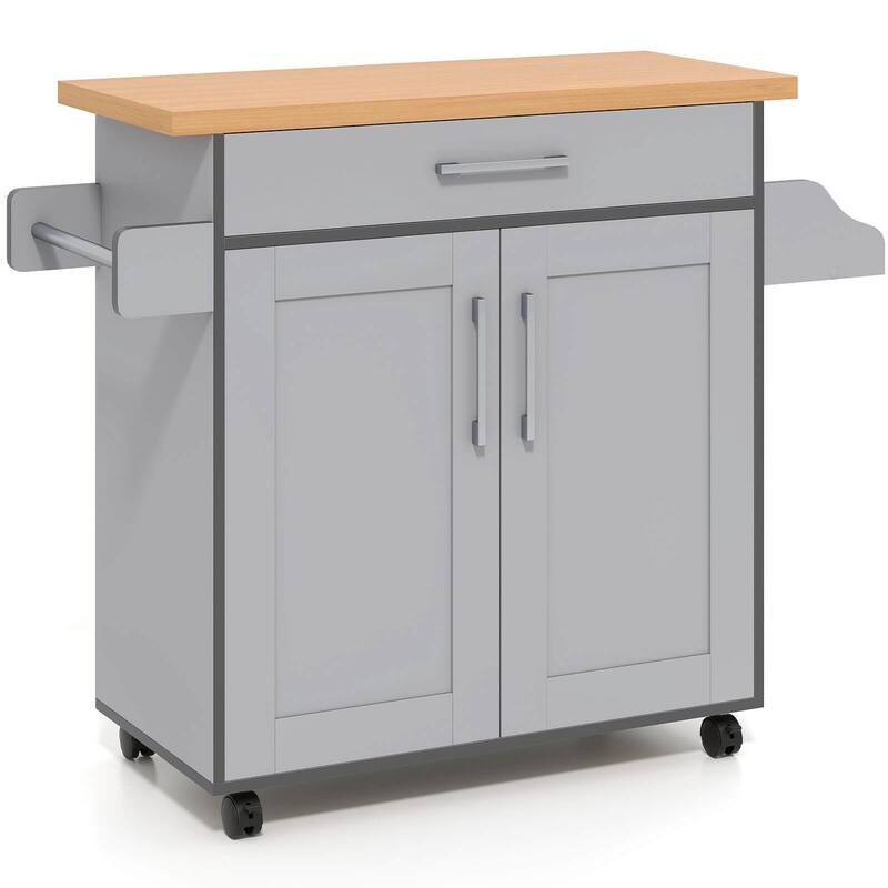Costway Rolling Kitchen Island Cart Storage Cabinet w/ Towel & Spice