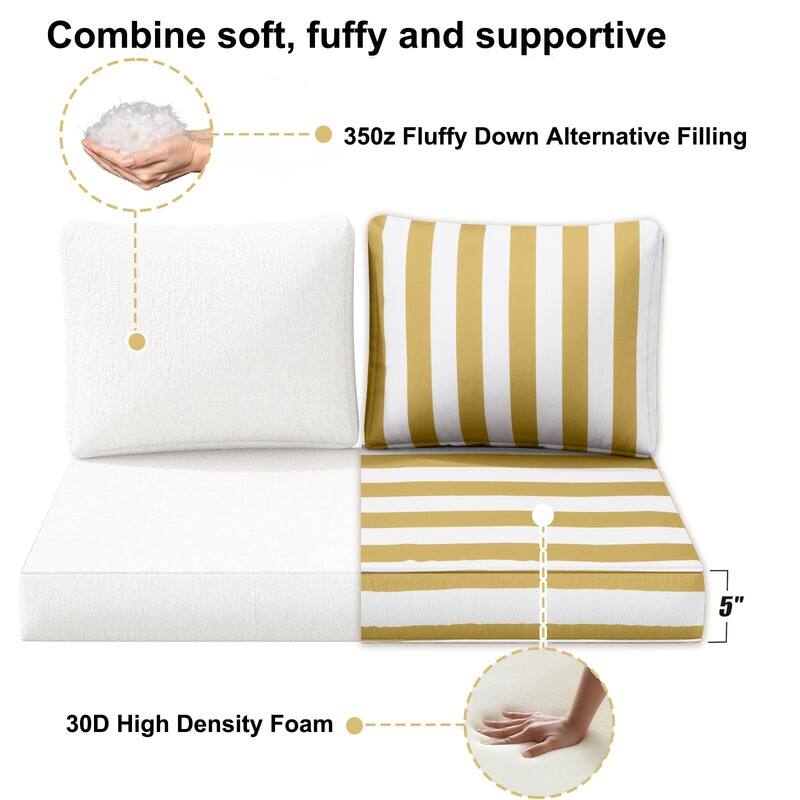Outdoor Loveseat Cushion Set (Set of 1 Seats,48x24in, 2 Backs,24x18in )
