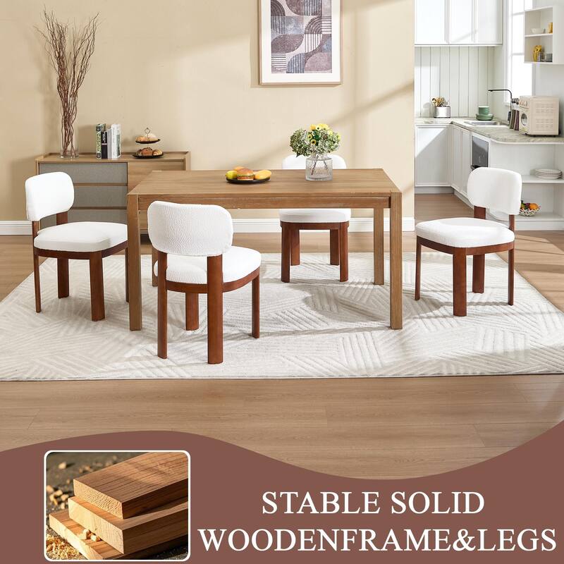 Farmhouse Wooden Dining Chairs Set of 2, Modern Fabric Upholstered Dining Room & Kitchen Chairs