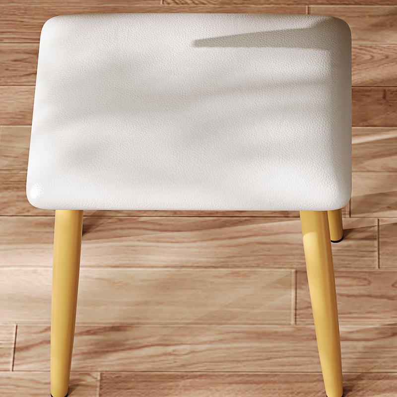 7-Drawer Vanity Desk with LED Mirror & Carved Details, Fluted Makeup Table with Metal Legs and PU Stool