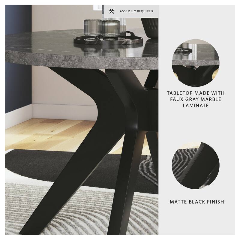 Signature Design by Ashley Glinari Gray/Black Dining Table - 48" W x 48" D x 30" H