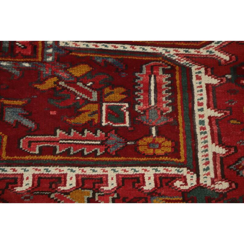 Hand Knotted Oriental 100% Wool Carpet Traditional Medallion Red Heriz Area Rug - 11' 4'' X 9' 3''