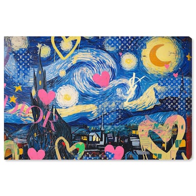Starry Night Graffiti Canvas by Art Remedy, Gallery Wrapped