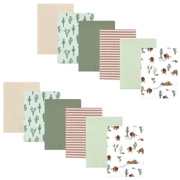 slide 1 of 1, Hudson Baby Boys Cotton Flannel Burp Cloths 12-Pack Bundle, Wilderness, One Size - Wilderness - One Size One Size - Wilderness
