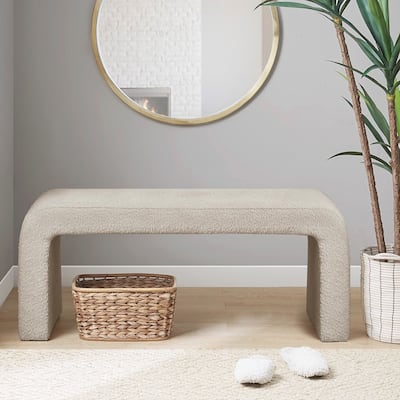 Boucle Waterfall Bench Beige 42"W