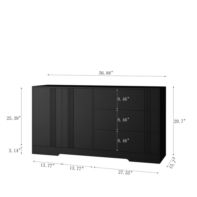 Modern Sideboard Buffet Cabinet with 3 Large Drawers, Living Room Accent Cabinet Entryway Storage Cabinet