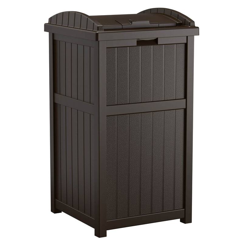 Suncast 30 Gallon Hideaway Trash Waste Bins for Outdoor, Cyberspace (2 Pack) - Brown - 2 Pack