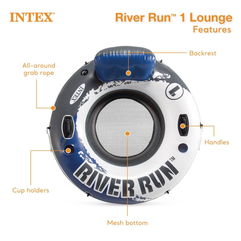 Intex River Run 1 Person Inflatable Floating Tube Lake/Pool/Ocean Raft (5 Pack) - 4.4