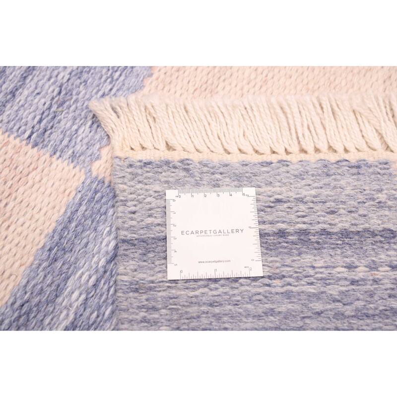 ECARPETGALLERY Flat-Weave Nevada Slate Blue Wool Kilim - 5'0 x 7'8