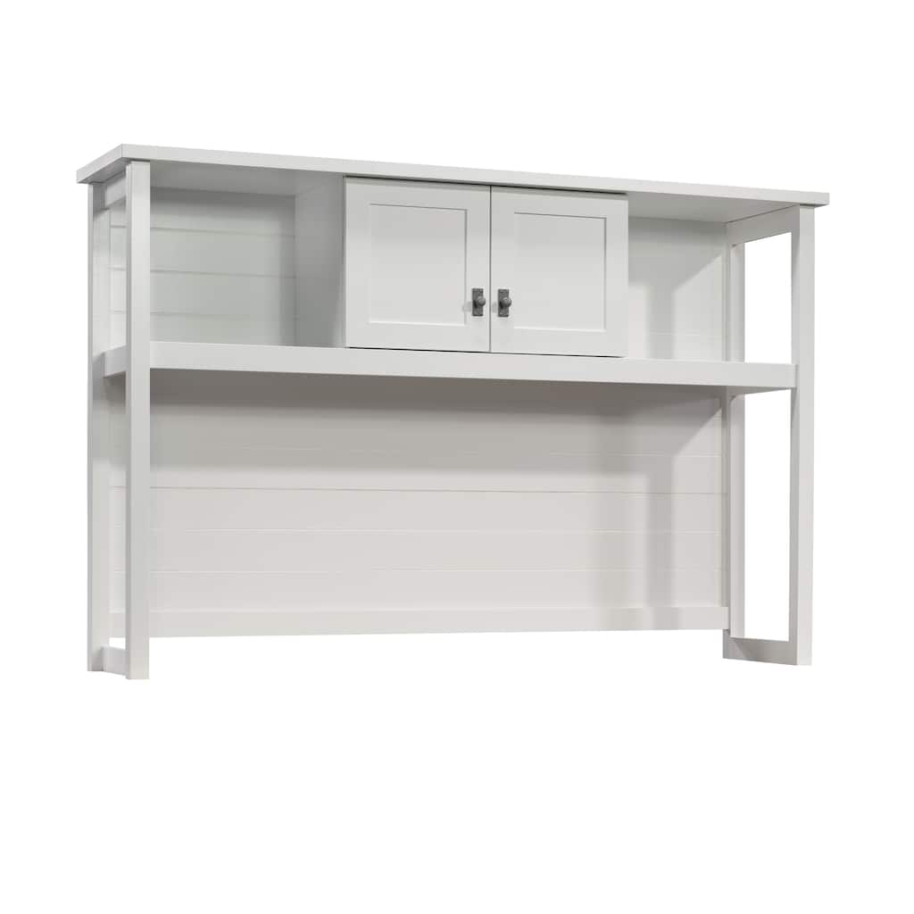 Wood Hutch with Cabinet Open Shelves, White - 60.00" W x 14.57" D x 39.13" H