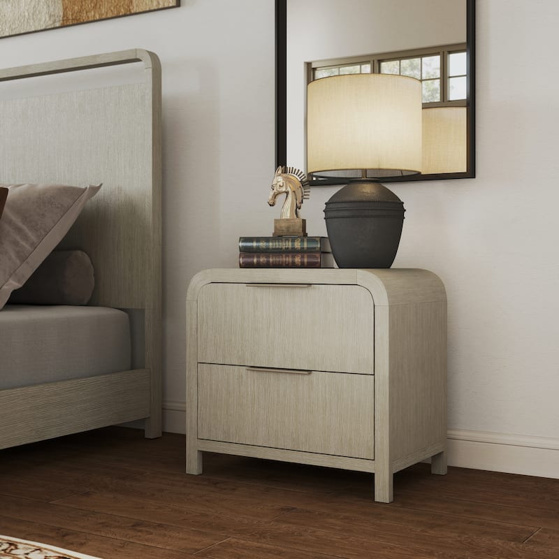 Roundhill Furniture Tavari Contemporary 2-Drawer Wood Nightstand, Light Gray