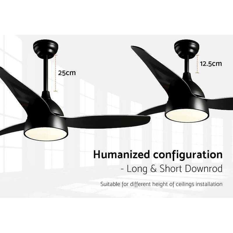 52 inch Dimmable Ceiling Fan with Remote Matte Black
