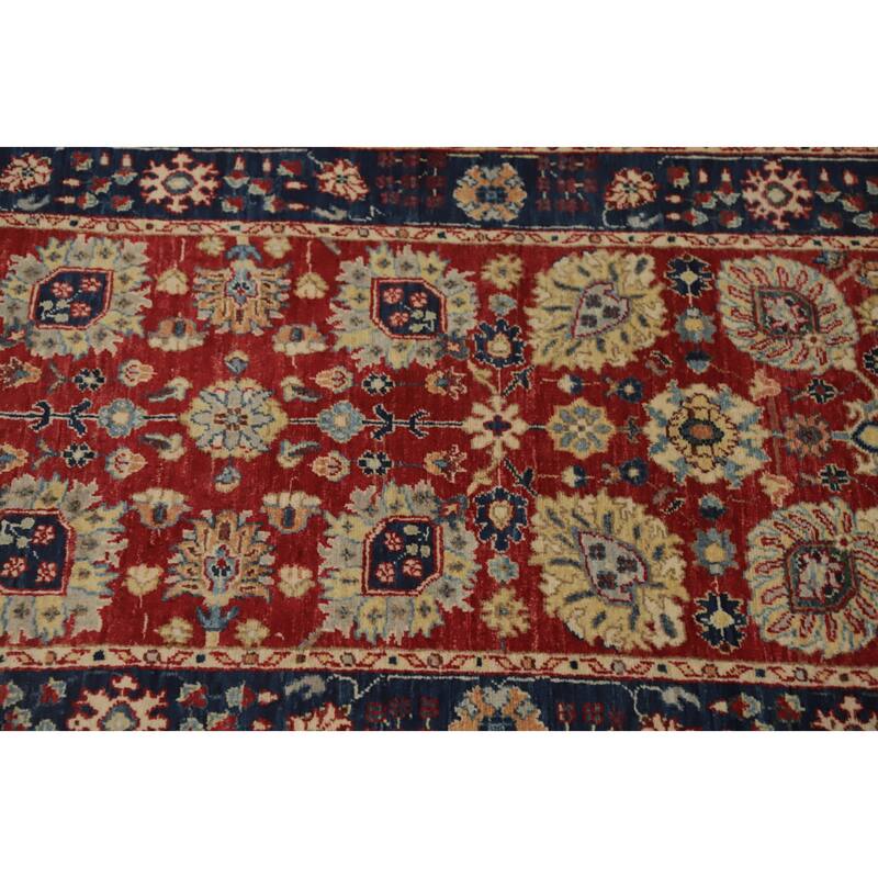 Hand Knotted Oriental 100% Wool Carpet Traditional All-Over Red Ziegler Runner Rug - 12' 0'' X 2' 6''