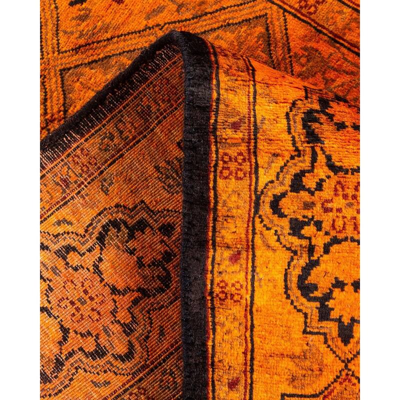 Overton Hand Knotted Wool Vintage Inspired Modern Contemporary Overdyed Orange Runner Rug - 2' 8" x 8' 3"