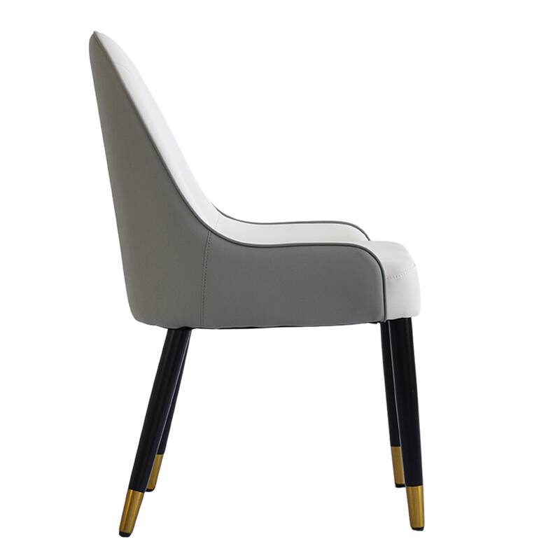 Modern 2 Piece PU Kitchen Dining Chair with Cushion, Solid Wood Metal Feet, Backrest for Dining Room Kitchen Living Room Bedroom