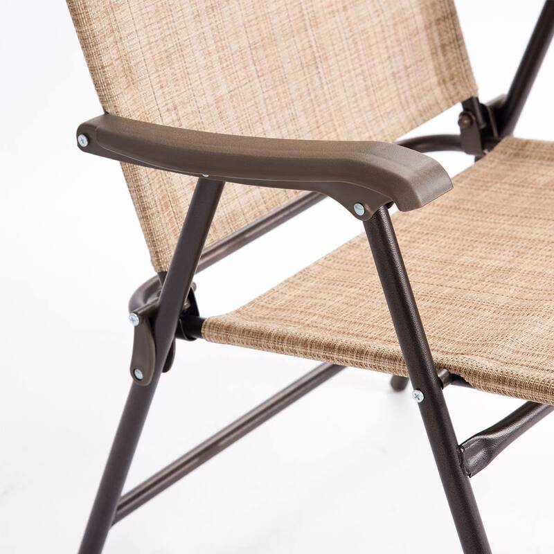 Costway Set of 2 Patio Folding Sling Back Chairs Camping Deck Garden - Set of 2