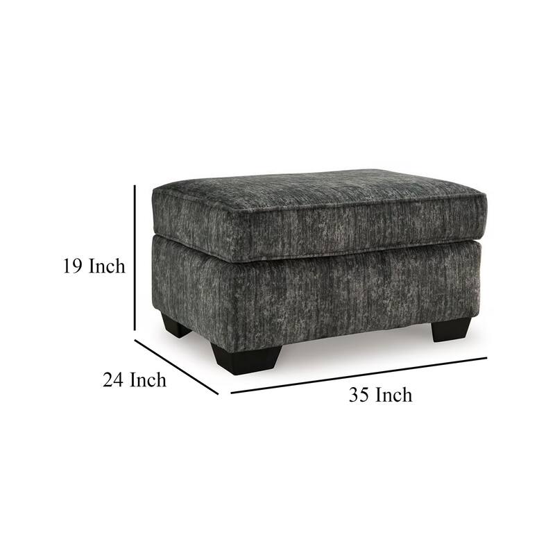 Layla Accent Ottoman, Contemporary Dark Gray Polyester, Black, 35 Inch