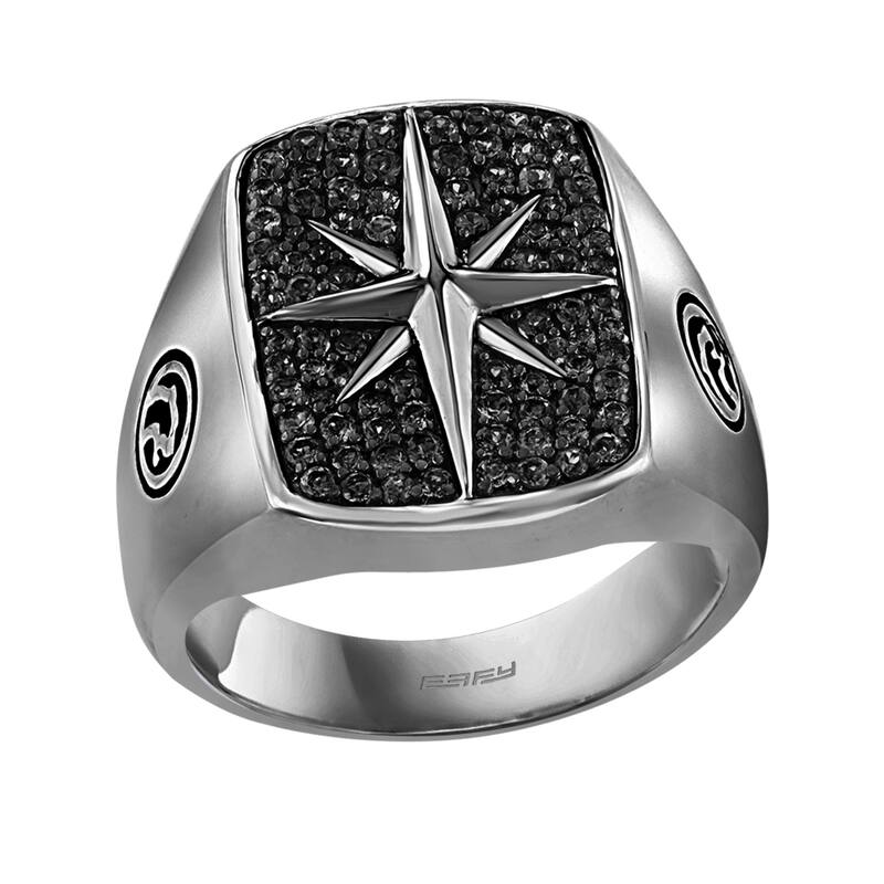 Effy Men's 925 Sterling Silver ,Black Spinel Ring