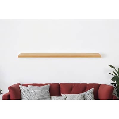 HomeRoots 75" Natural Wooden Wall Mounted Floating Shelf