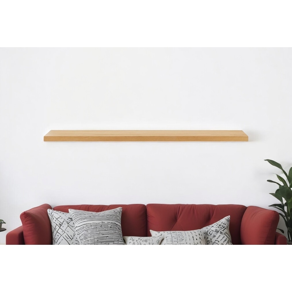 HomeRoots 75" Natural Wooden Wall Mounted Floating Shelf