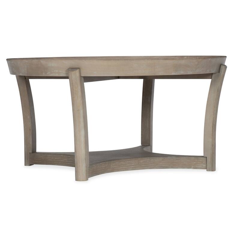 Hooker Furniture 37" Diameter Oak and Rubberwood Coffee Table from the - Greige