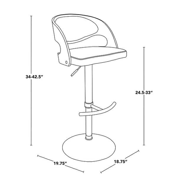 Carson Carrington Visby Adjustable Bar Stool with Rounded T Footrest (Set of 3)