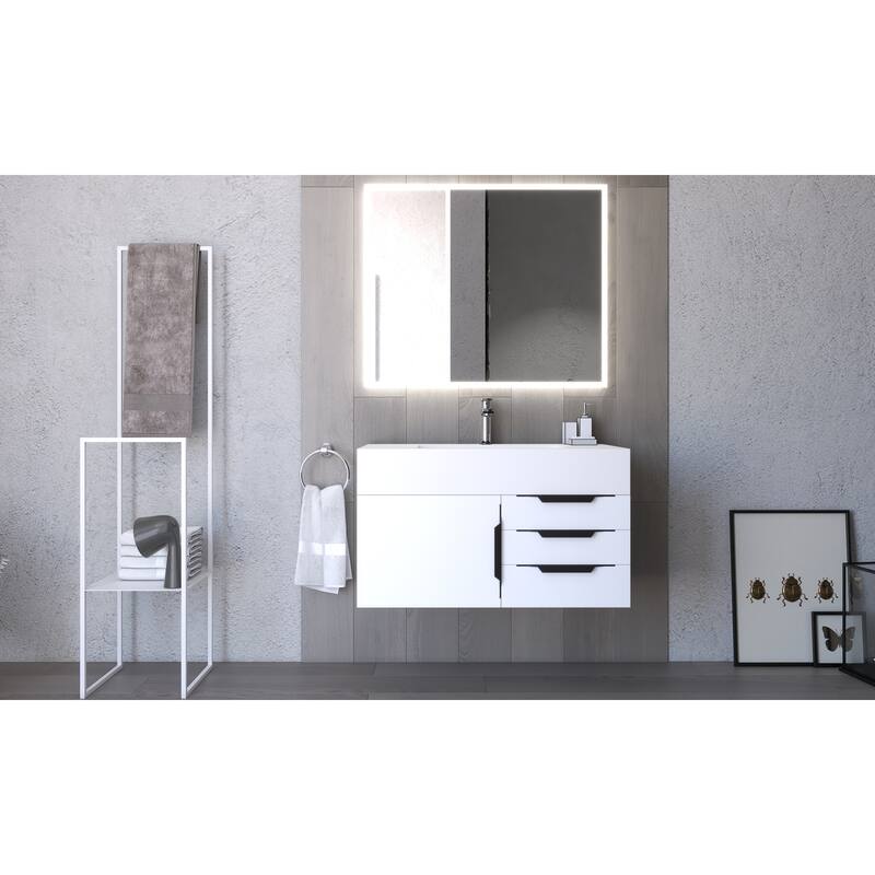 Nile 36-Inch Wall Mounted Bathroom Vanity Set w/ White Top