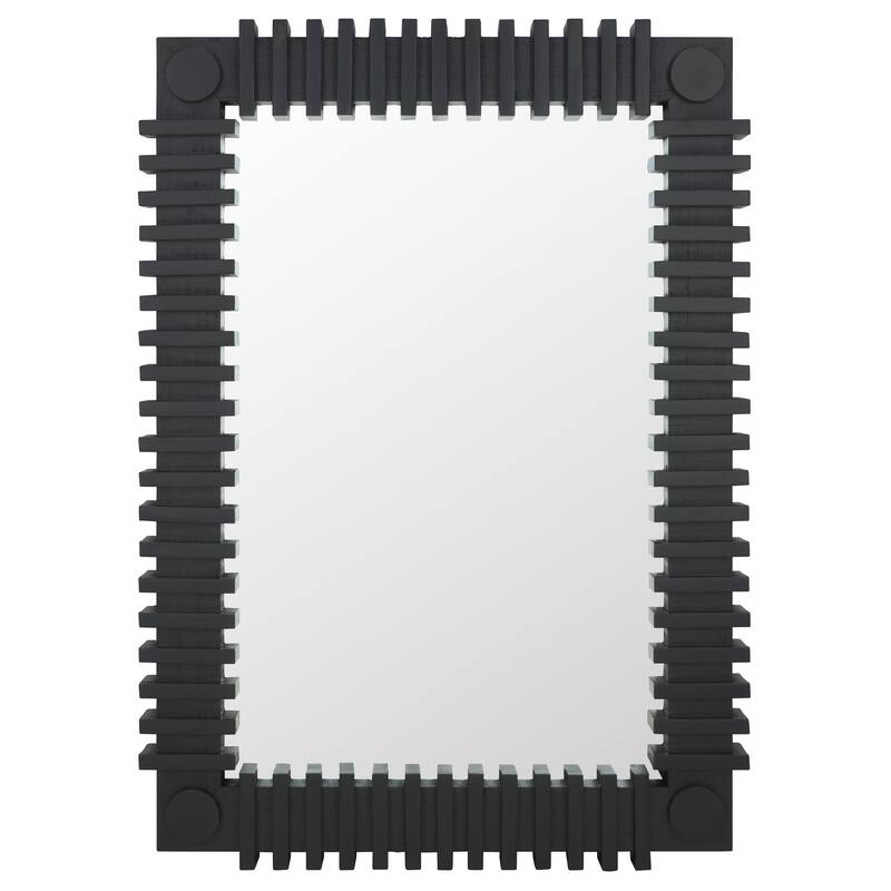 SAFAVIEH Home Brom Black 36-Inch Vertical Rectangle Firwood Mirror - 25.8"W x 3.2"D x 36"H