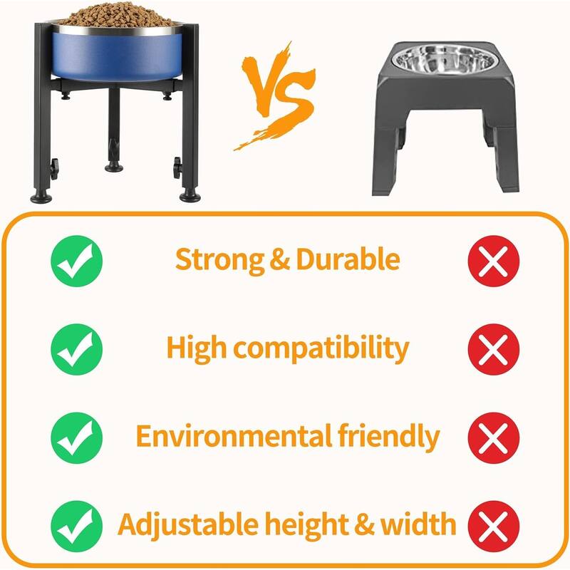 Adjustable Elevated Dog Bowl Stand for Medium and Large Dogs, 7-11" Wide, 4 Heights Metal Raised Feeder (Bowl Not Included)