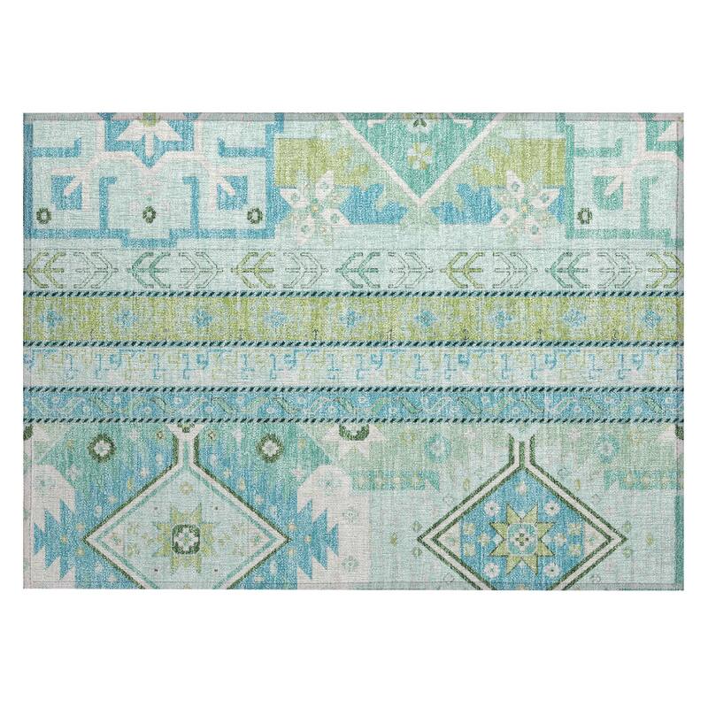 Machine Washable Indoor/ Outdoor Boho Tribal Chantille Rug