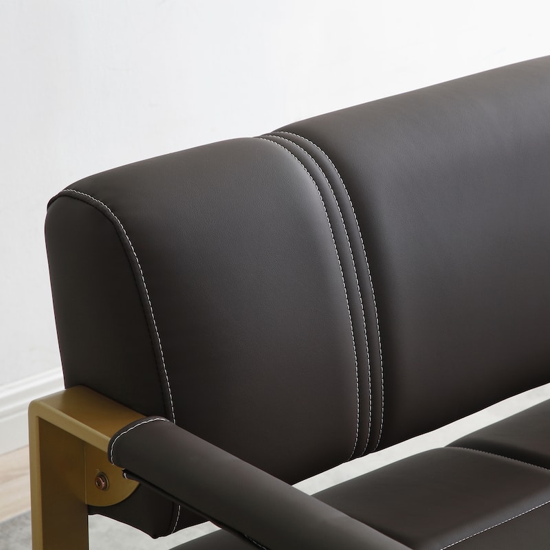 57.9" Width Upholstery Faux Bonded Leather Loveseat Sofa