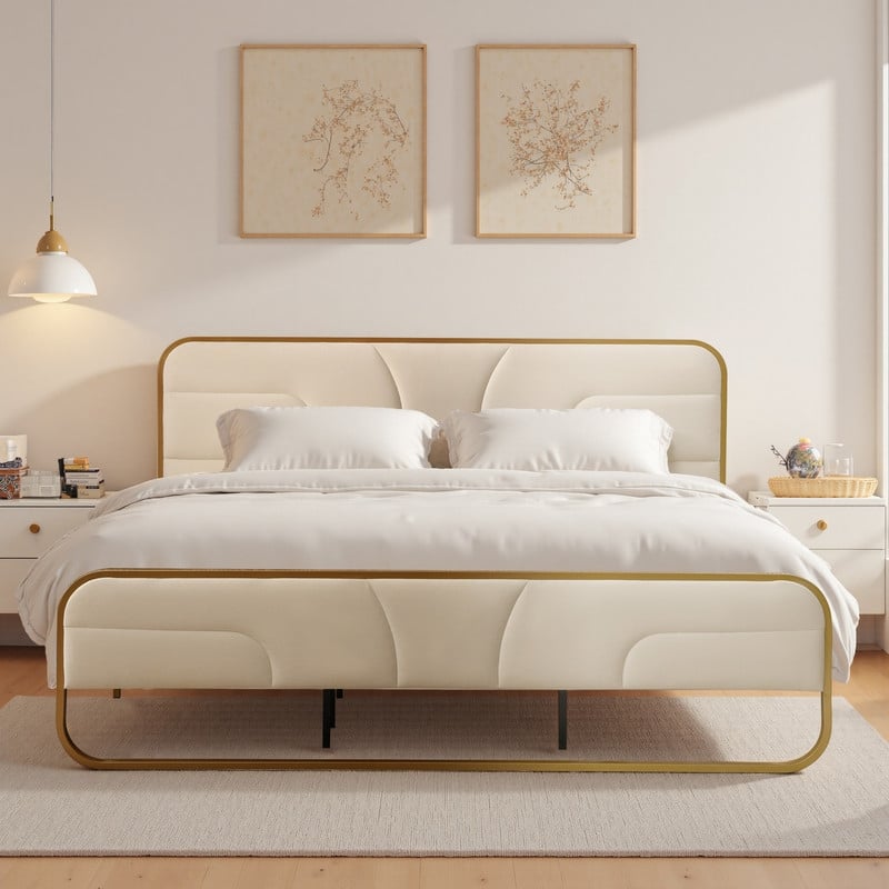 Modern Velvet Platform Bed