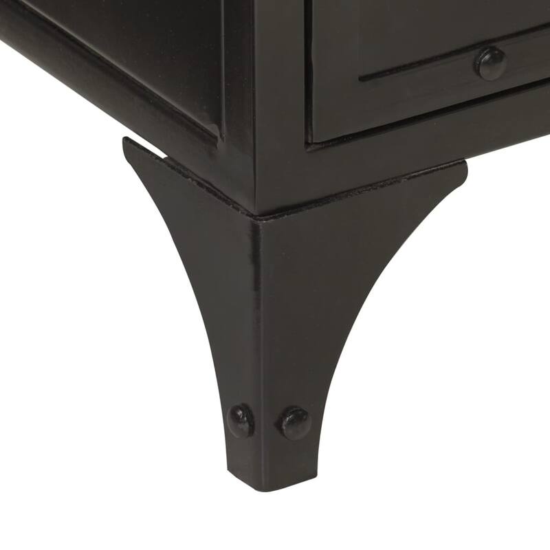 vidaXL Bathroom Sink Cabinet Black and Natural Mango Wood - 13.8 x 21.7 x 23.6 in