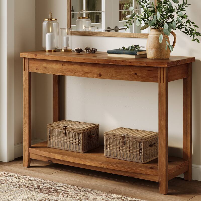 41.3" Solid Wood Console Table with Storage Shelf