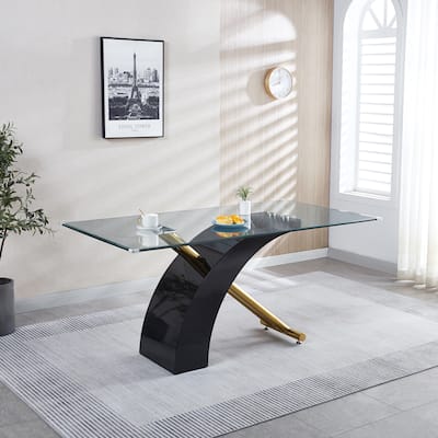 Rectangular Glass Top Dining Table
