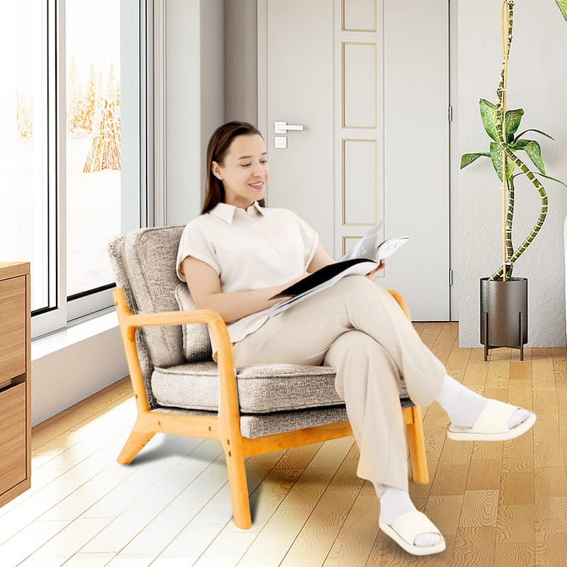 Mid Century Modern Accent Chair with Lumbar Pillow