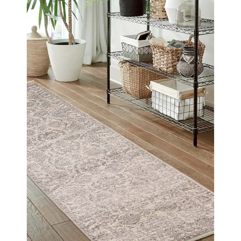 ECARPETGALLERY Hand-knotted Heritage Grey Silk, Wool Rug - 2' 7" x 8' 7"