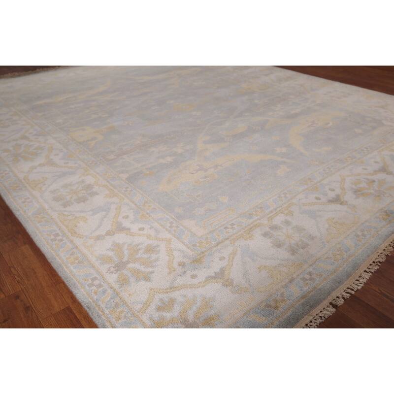 Gray Oushak Indian Area Rug Handmade Wool Carpet - 8'0"x 9'7"