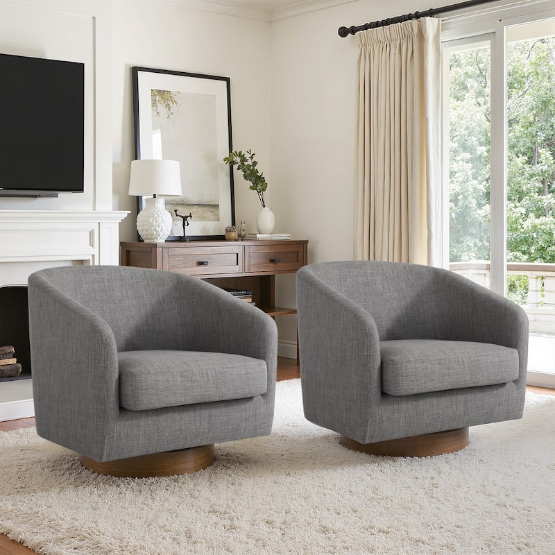 31.1'' W Barrel Swivel Accent Chair (Set of 2)
